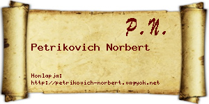 Petrikovich Norbert névjegykártya