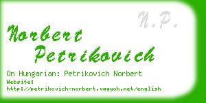 norbert petrikovich business card